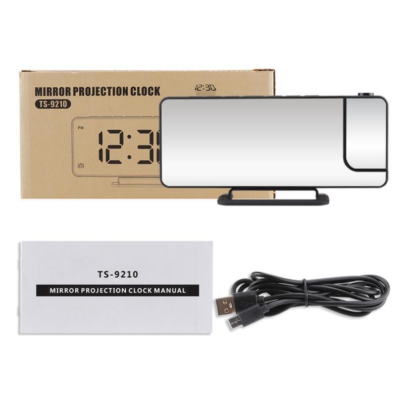 Digital Projection Rechargeable Mirror Alarm Clock with USB Charger LED Display