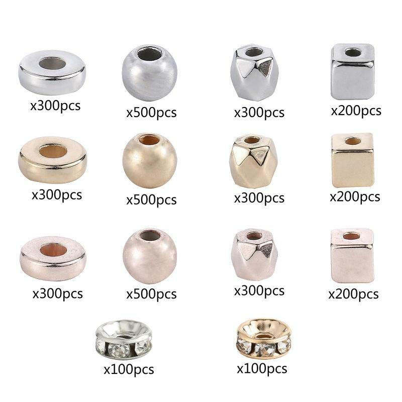 4200 Piece Assorted Spacer Beads Round Ball Faceted Spacer Beads for DIY Jewelry