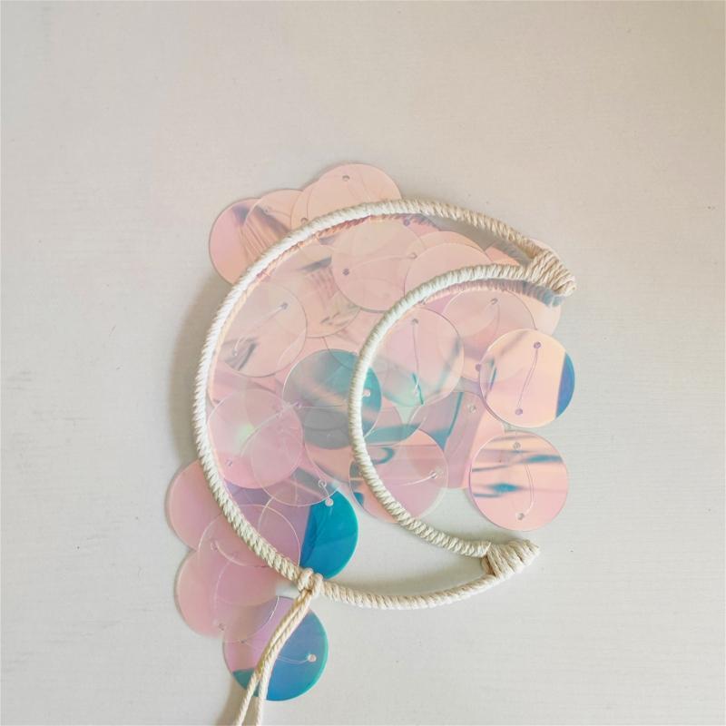 Moon Sequins Hanging Pendant Decorations for Yard Garden Room Bedroom Decor