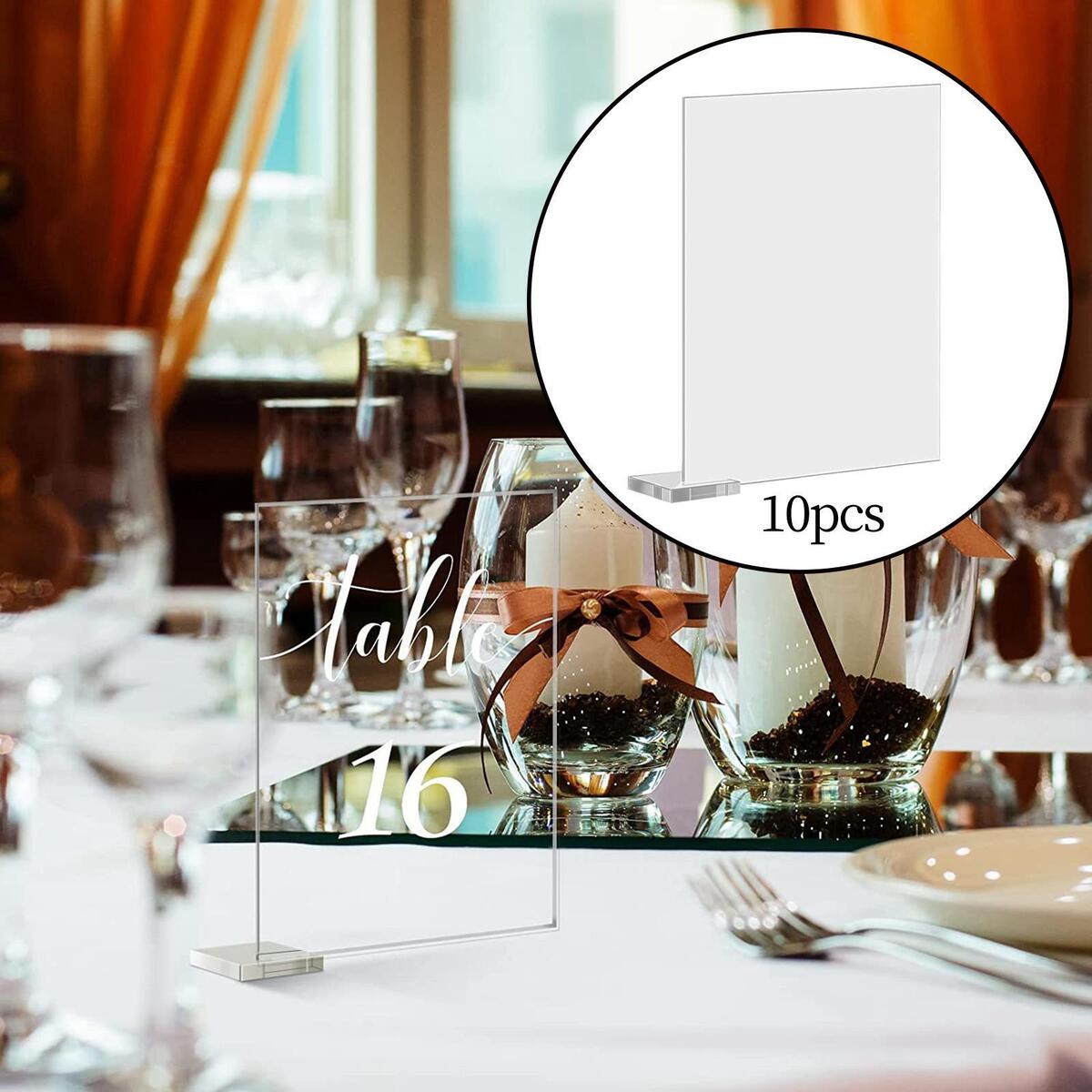10Pcs Acrylic Place Cards Holder Blank Card DIY for Wedding Decoration