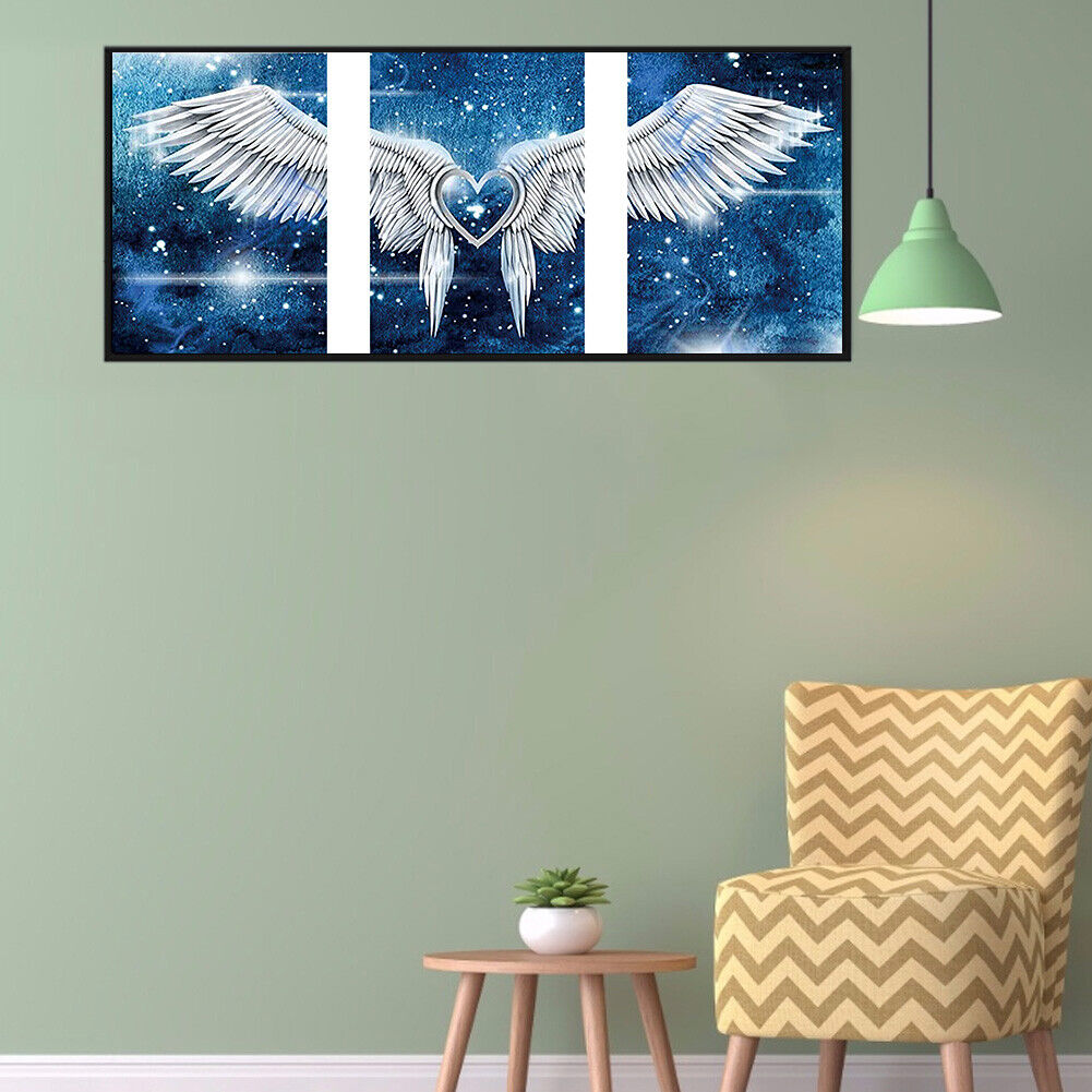3 Panels 5D Diamond Painting Kit DIY Love Angel Wing Full Square Drill Art