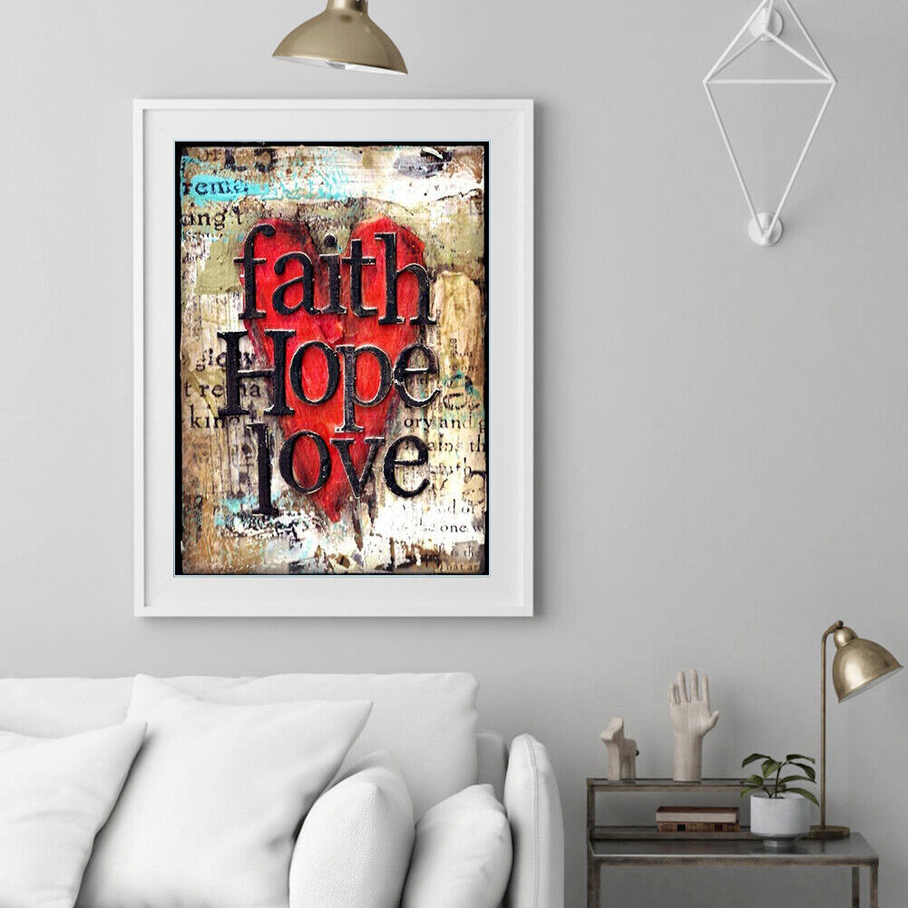 Faith Hope Love Full Round Drill 5D Diamond Painting Living Room Wall Decor