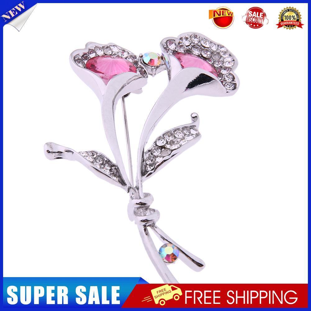 Alloy Bouquet with Diamond Dinner Party Brooch 30*61mm (Pink)