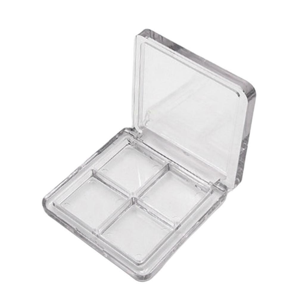 4 Compartments Plastic Portable Eyeshadow Case Travel Blush Lipstick Powder Tray
