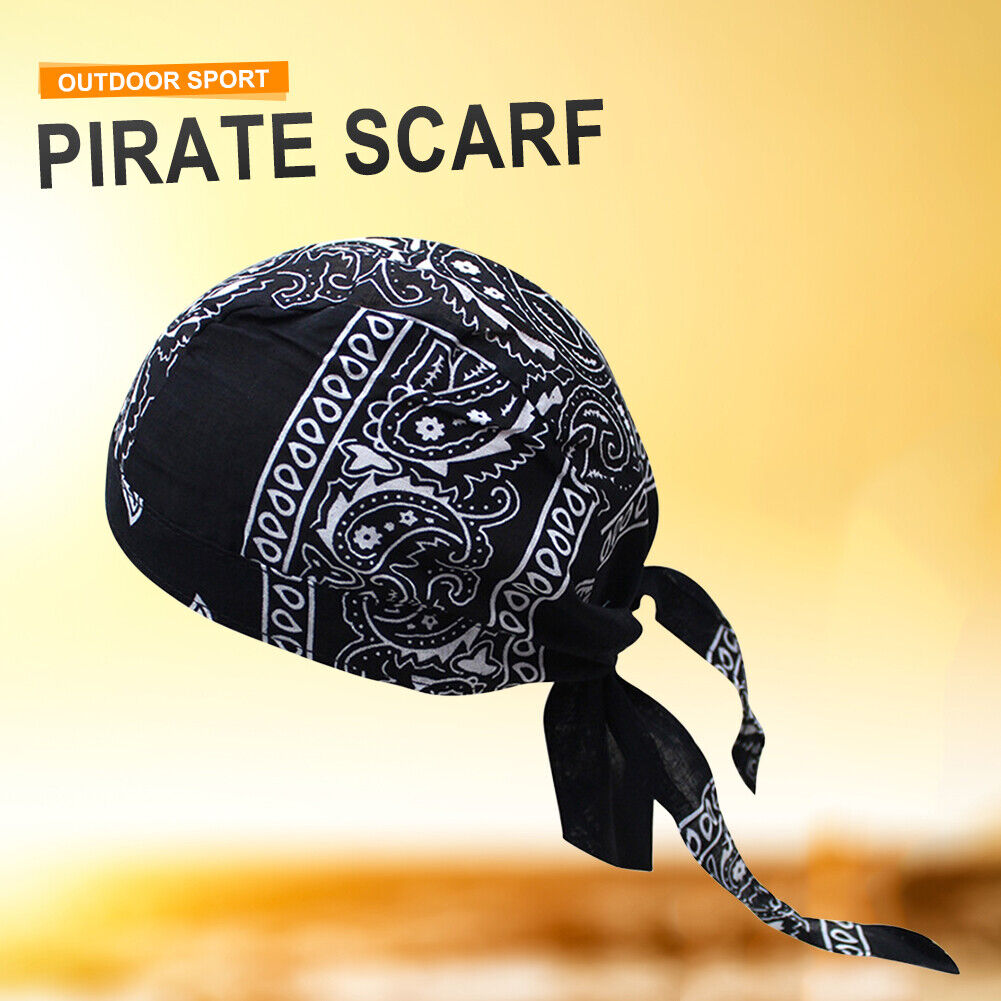 Cotton Cycling Beanie Cap Summer Running Outdoor Sports Pirate Hat (Black)