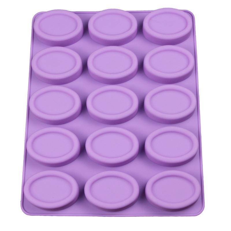 15 Cavities Oval Soap Silicone Mold for Chocolate Bread Cheesecake Cupcake Cake