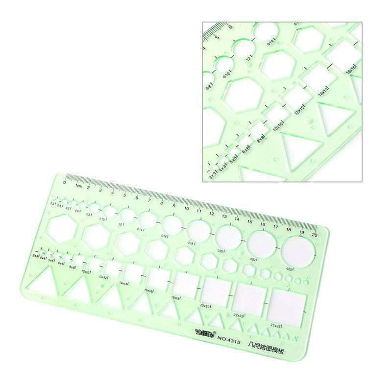 Plastic Circle Square Hexagon Geometric Template Ruler Stencil Measure Tool NEW