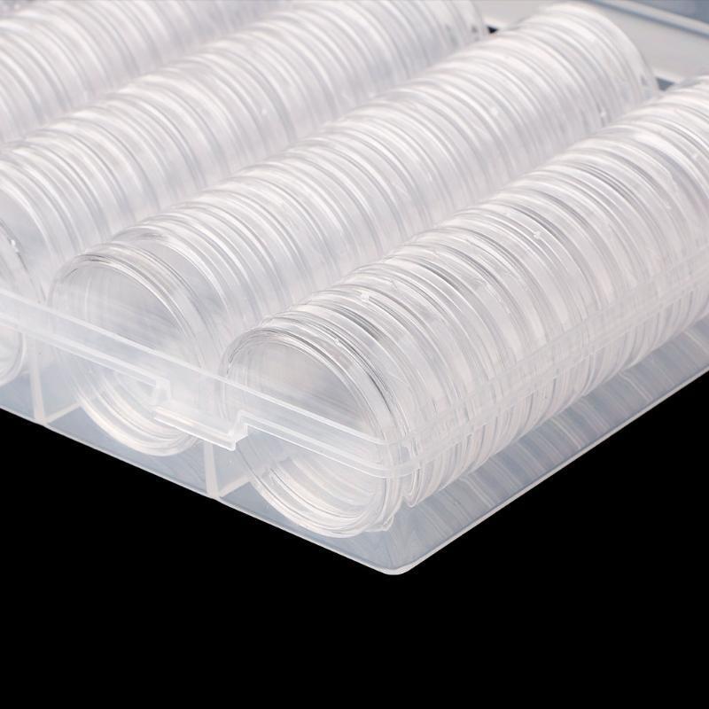 100 Coin Holder Capsules 30mm Round Box Plastic collectibles Storage Organizer