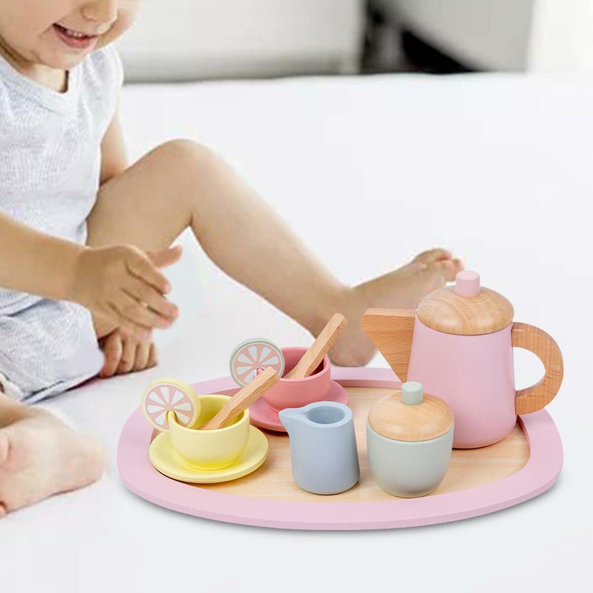 Wooden Tea Party Set   with Accessories for Toddlers