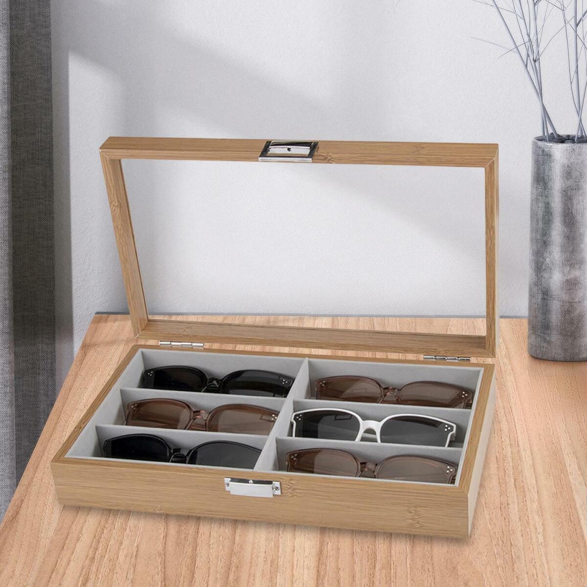 Sunglasses Display  Wooden Eyeglasses Case with transparent  White