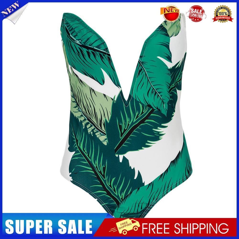 One-piece Swimsuit Floral Push Up Monokini Bathing Beachwear Swimwear (L)