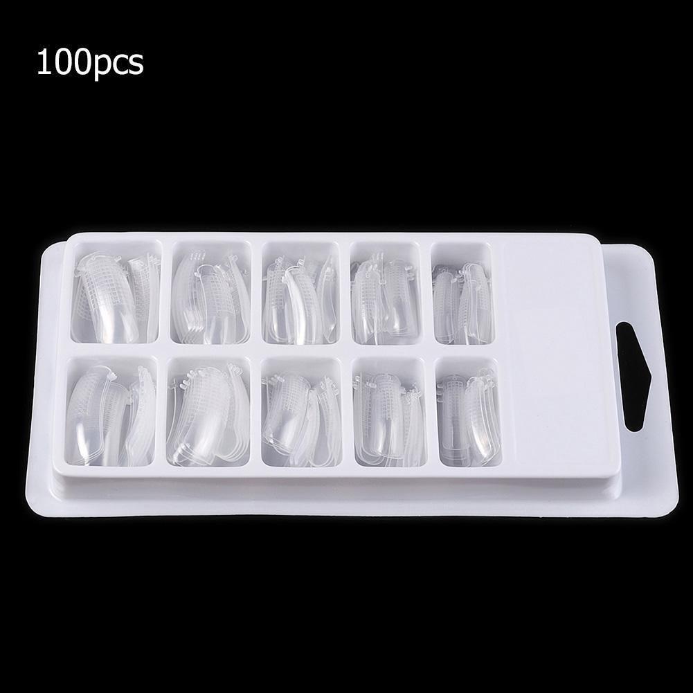 100pcs Gel False Nail Tips Clear Cover Acrylic Nail Mold with Scale Tool