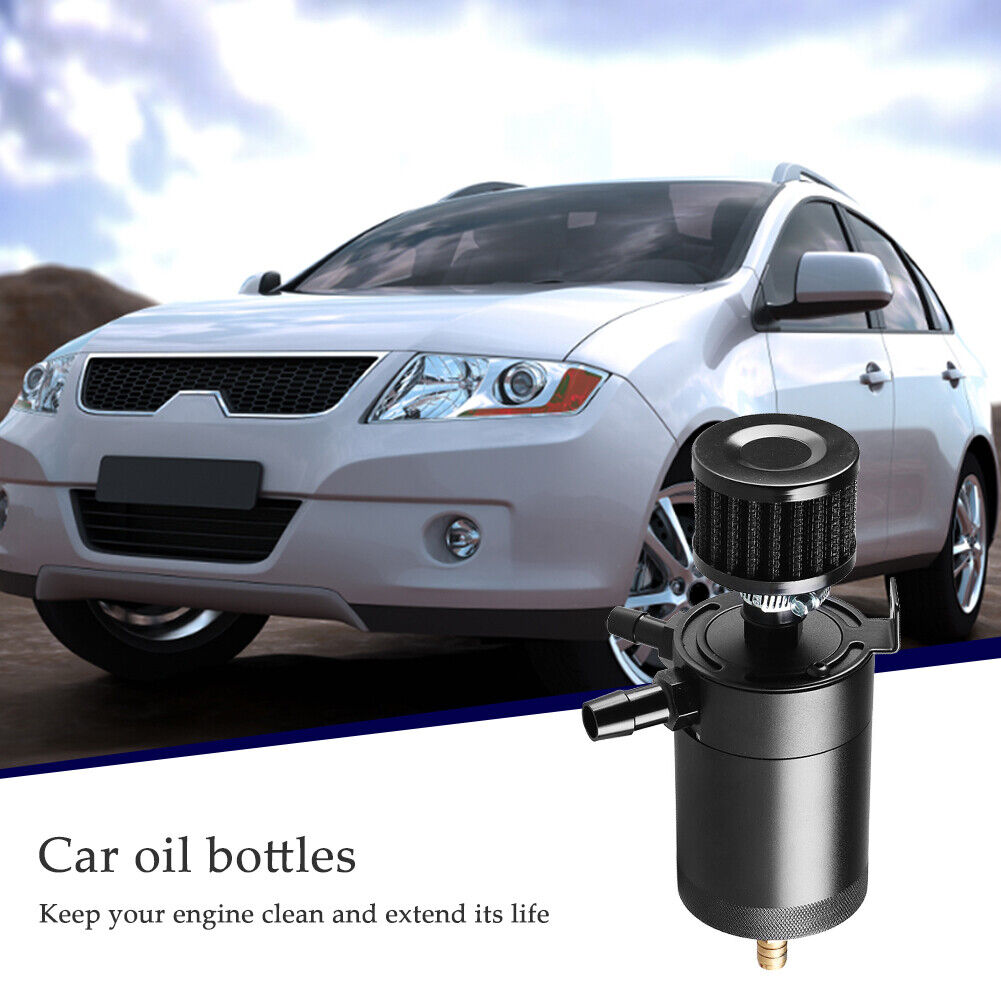 Baffled Reservoir Oil Catch Can Kit 2-Port Oil Tank with Drain Valve Filter