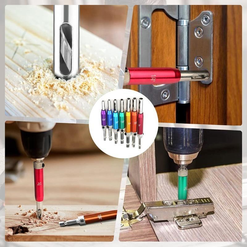 8Pcs Self-centering Hinge Drill Bit Set for Cabinets Door Windows Woodworking