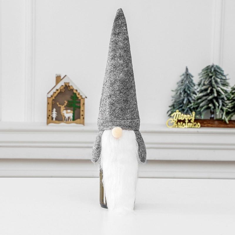 4Pcs Xmas Gnomes Bottle Covers Toppers Bottle Bag Santa Plush Wine Bottle Dress