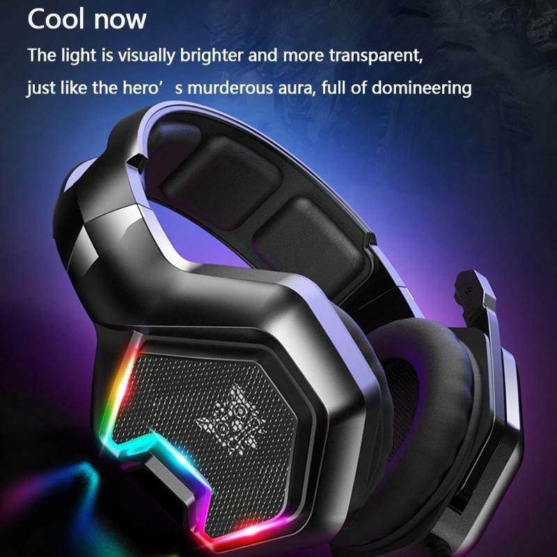 Gaming Headset with Breathing RGB LED Light Effect Wired Headset Noise Cancel