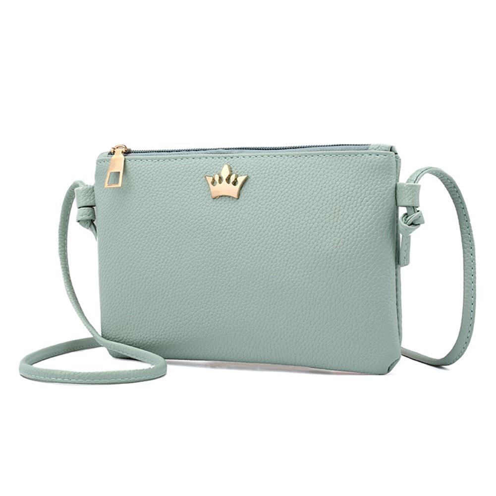 Women PU Leather Crown Shoulder Bags Zipper Casual Crossbody Bags/Green