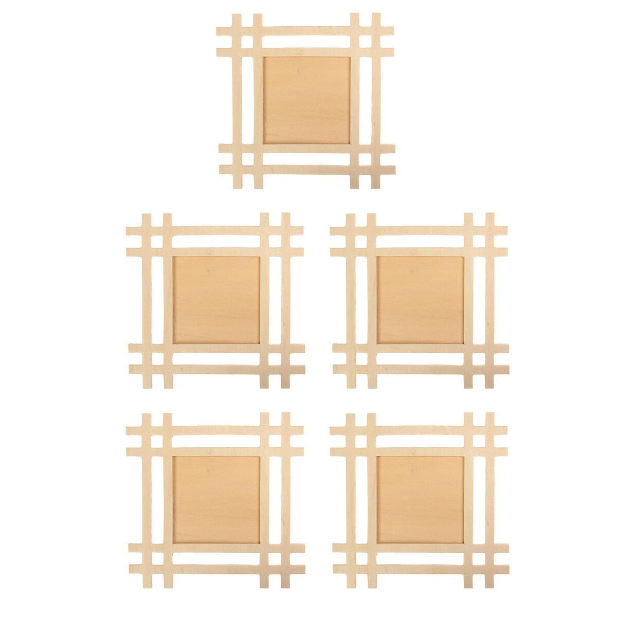 5x Wooden Frame for Clay Painting Well Shaped Hand Painted Children DIY