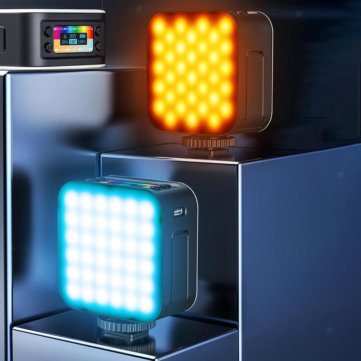 RGB Video Light 1/4 Screw Clamp Magnetic Travel Size 2000mAh for Photography