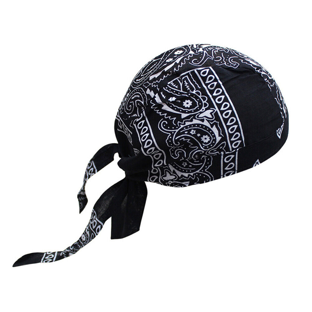 Cotton Cycling Beanie Cap Summer Running Outdoor Sports Pirate Hat (Black)