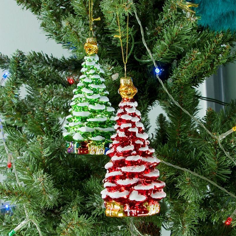 Realistic Glass Tree Christmas Hanging Ornament for Holiday & Party Decoration