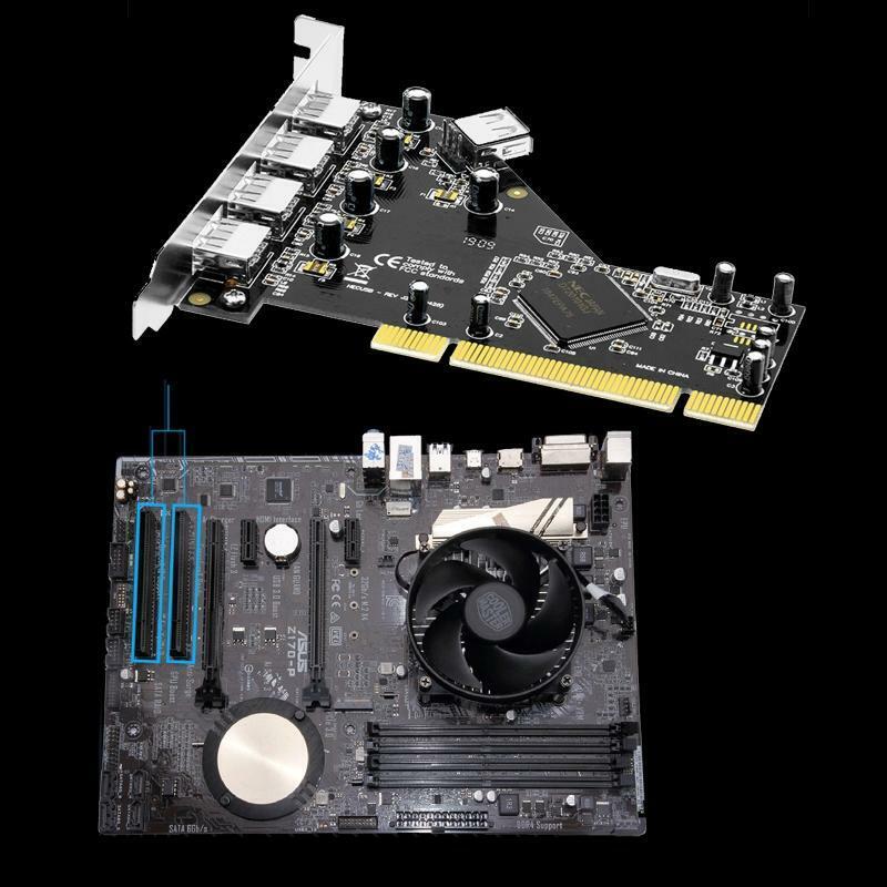 PCI to 5 Ports Usb2.0 Expansion Card Desktop Extender Nec 720101 Driver-free