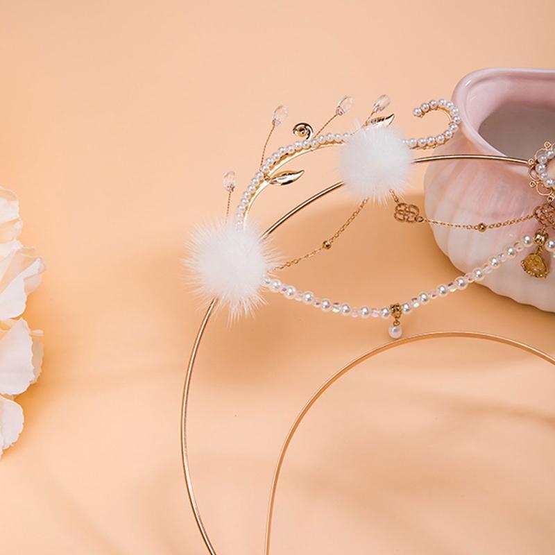 Tassel Crown Shape Hair Hoop Cute Wash Face Hair Holder Festival Party Headwear