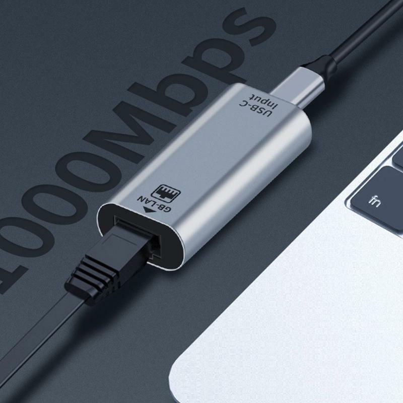 USB C Hub USB-C Type-C to 1000M Ethernet RJ45 Lan Adapter Free Drive Female Port