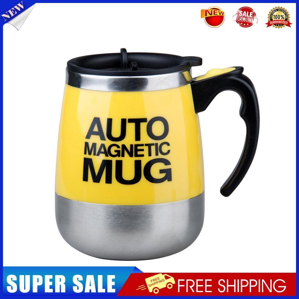 Stainless Steel Self Stirring Mug Auto Electric Coffee Mixing Cup (Yellow)