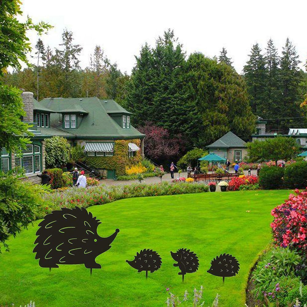 Silhouette Stakes Garden Statue Pile Plug-in Posts Standing Hedgehog Decoration