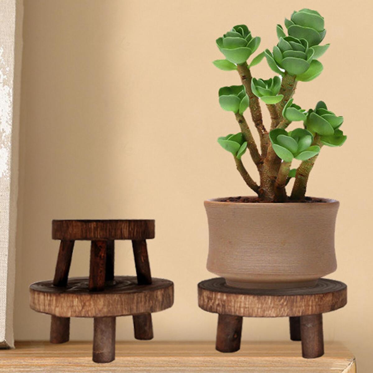 2x Solid Wood Flowerpot Stand Decoration for Balcony Lawn Patio