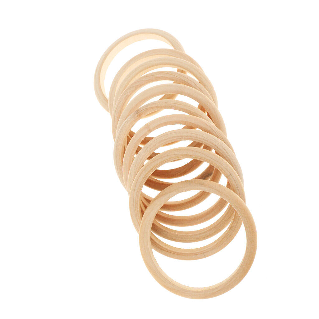 10Pcs Unfinished Solid Wooden Rings for Craft, Ring Pendant and Connectors