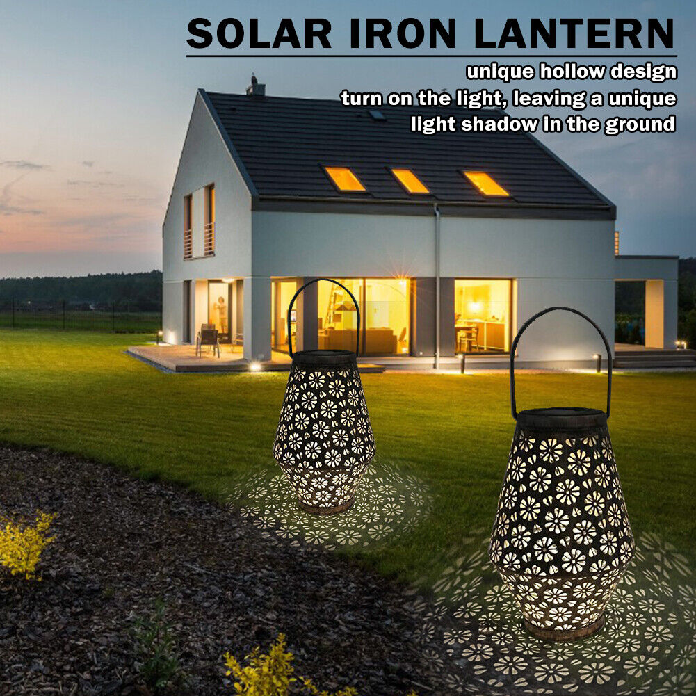 Solar Metal Hollow Projection Lamp Outdoor Hanging Light Garden Ornaments