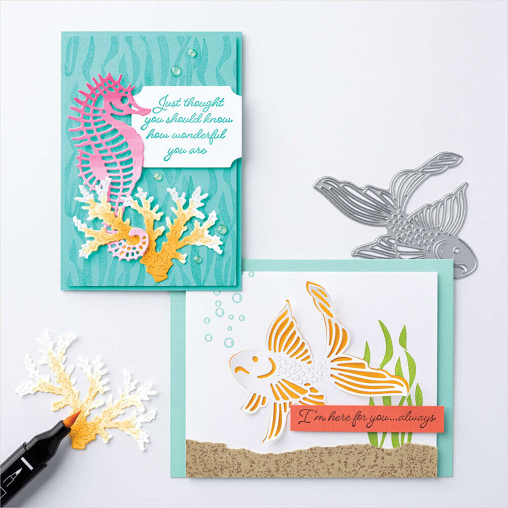 Sea Horse Grass Fish Metal Cutting Dies Stencils Stamp Album Seal Stamp (B)