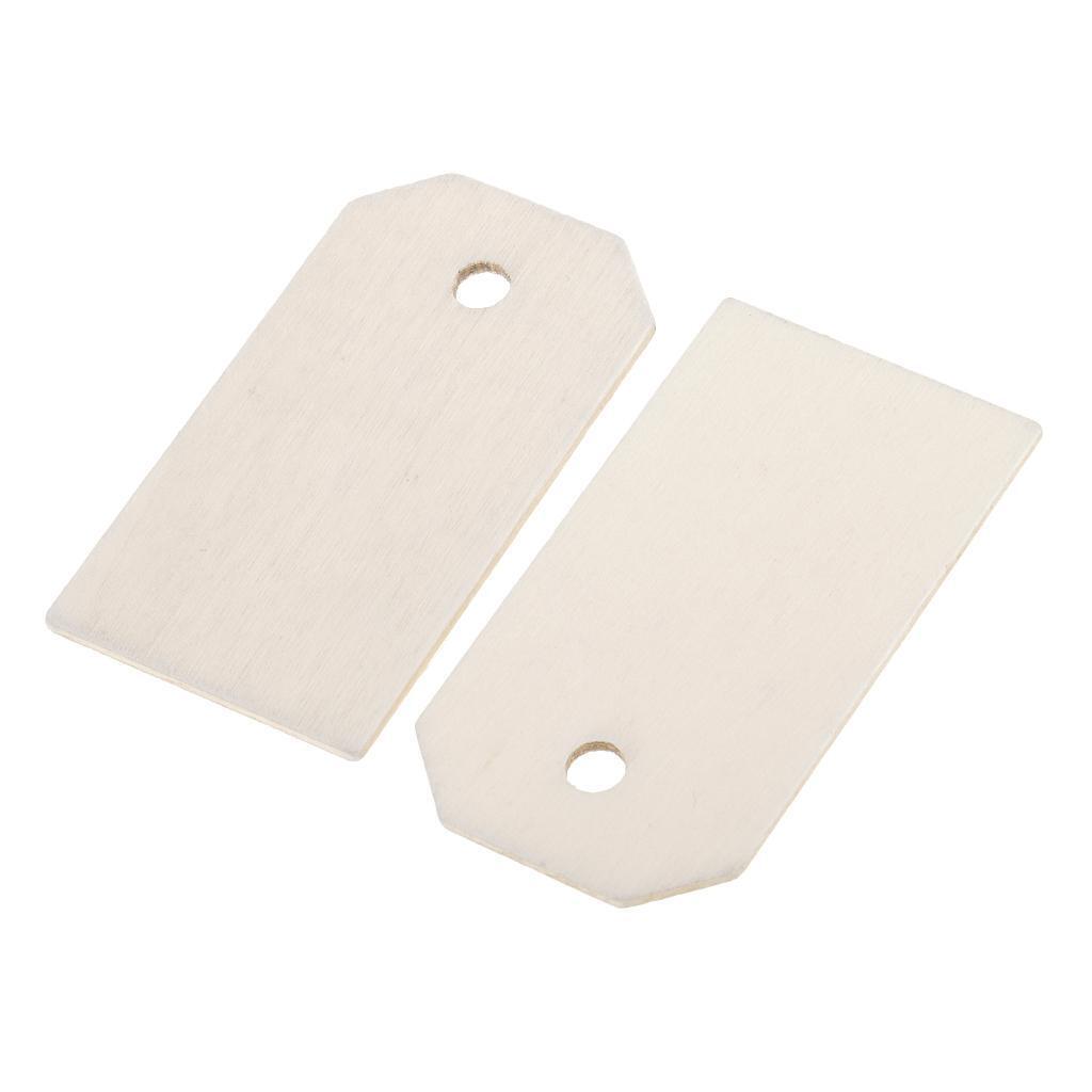 100 Pieces Wooden Rectangle Shape Tag Label Embellishment with Rope White