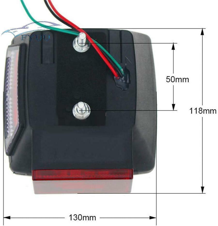 Pair Square LED Submersible Tail Brake Light License Illuminator for Trailer SUV