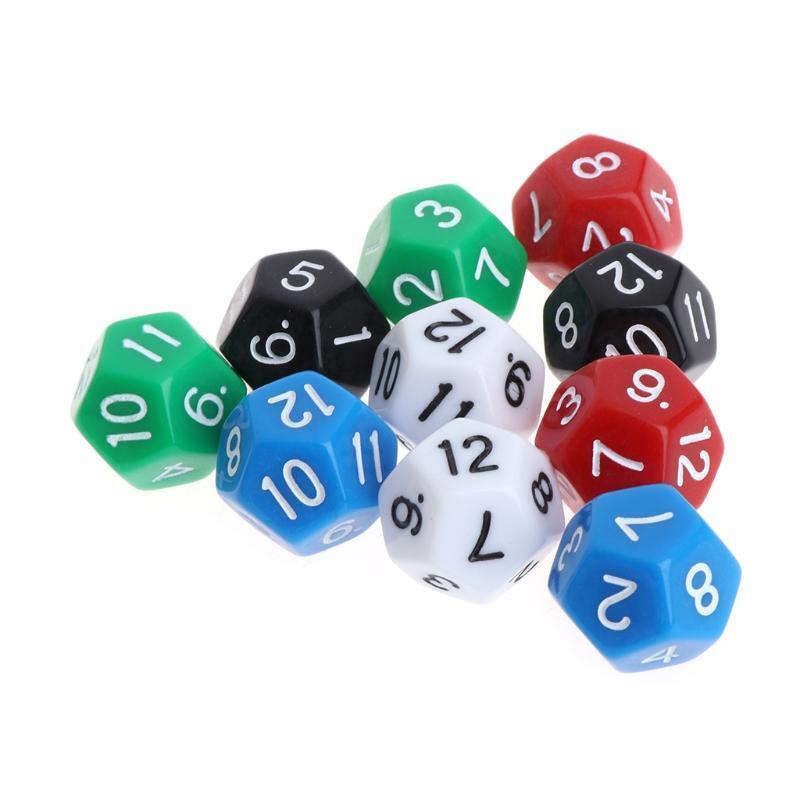 10pcs 12 Sided Acrylic Number Dice Family Party Bar Night Club Board Game