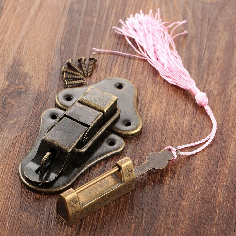 Unique Carved Bird Flower Chest Jewelry Box Suitcase Padlock & Toggle Latch Hasp