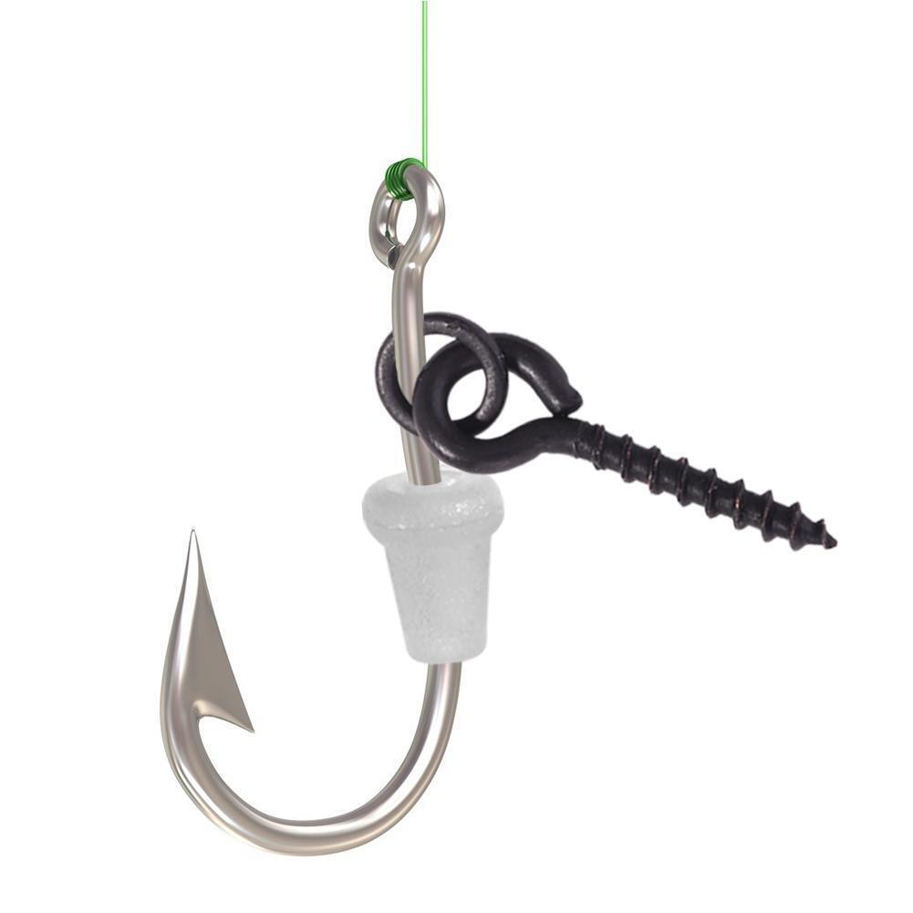 10pcs Fishing Boilie Bait Screws with Rings+20 Stops Fishing Tackle (White)