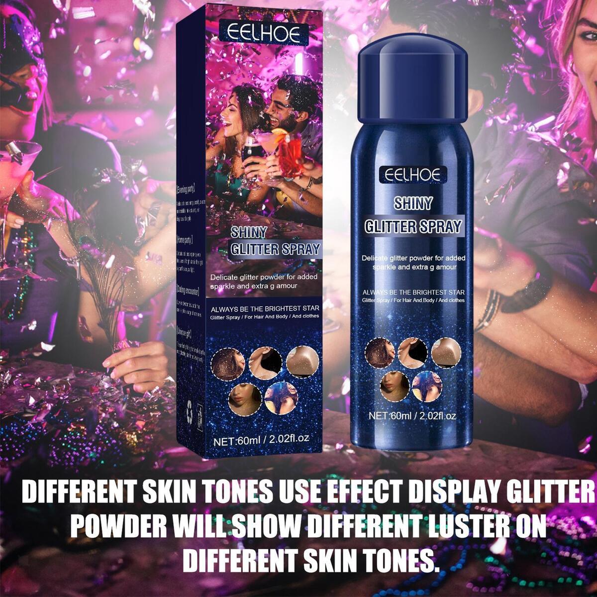 Body Glitter Spray Face Highlighter 60ml Sparkly Glow for Home Party Dating