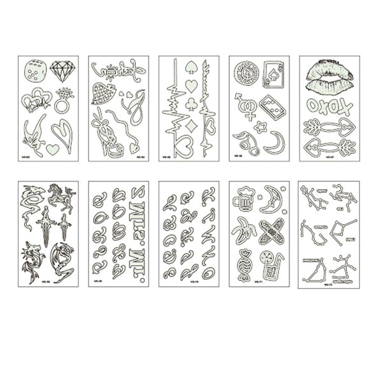 New Waterproof Temporary Luminous Stars Flowers Body Tattoos fluorescent notes