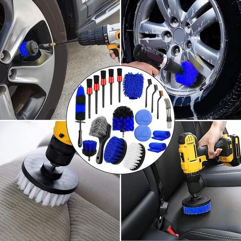 20Pcs Detailing Brush Set Car Cleaning Brushes Power Scrubber Drill Brush Kit