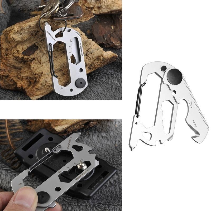 Carabiner Clip, Stainless Keychain Clip Multifunctional Bottle Opener Keychain