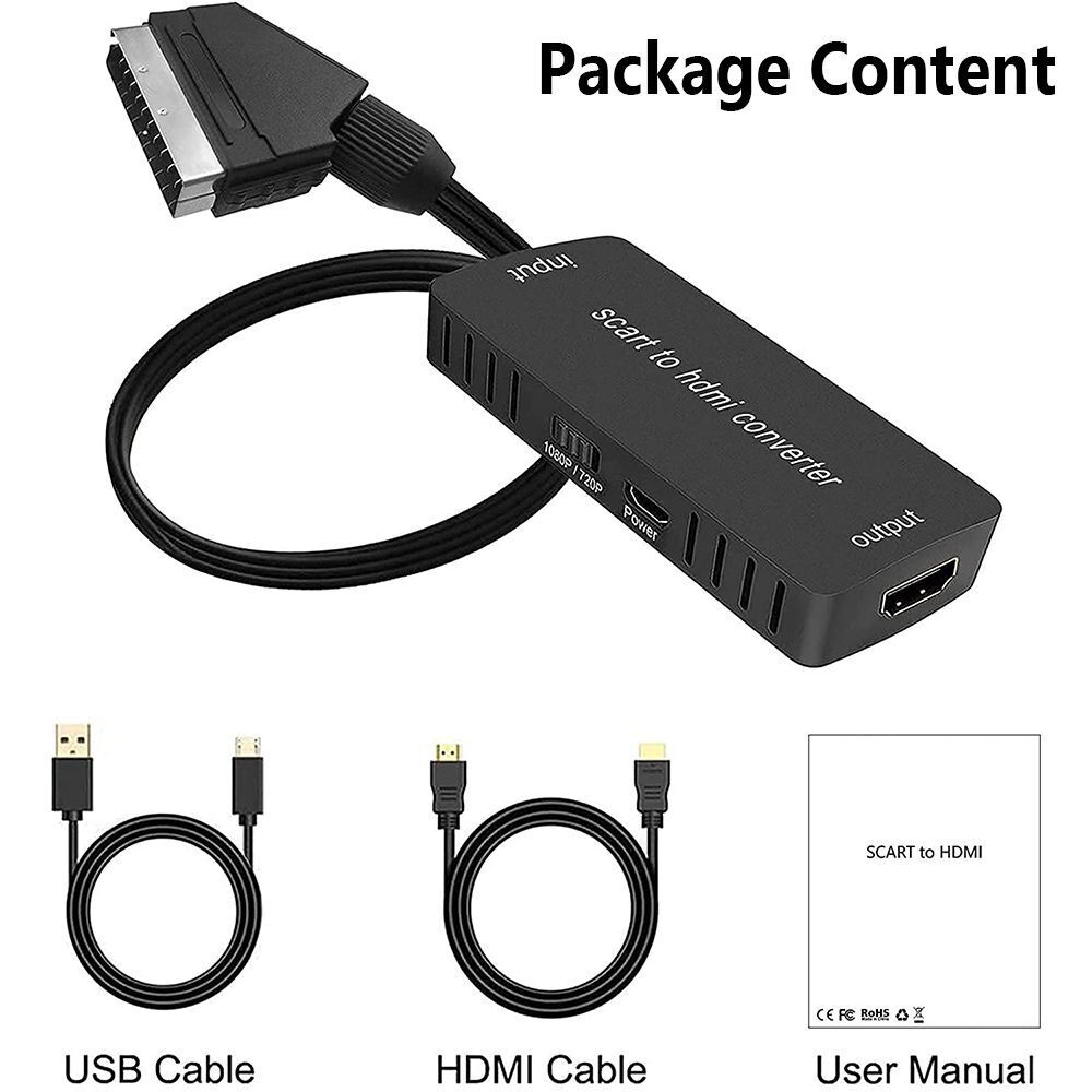 Projector Converter SCART to HDMI Video Audio Adapter Switch For Xbox VHS STB