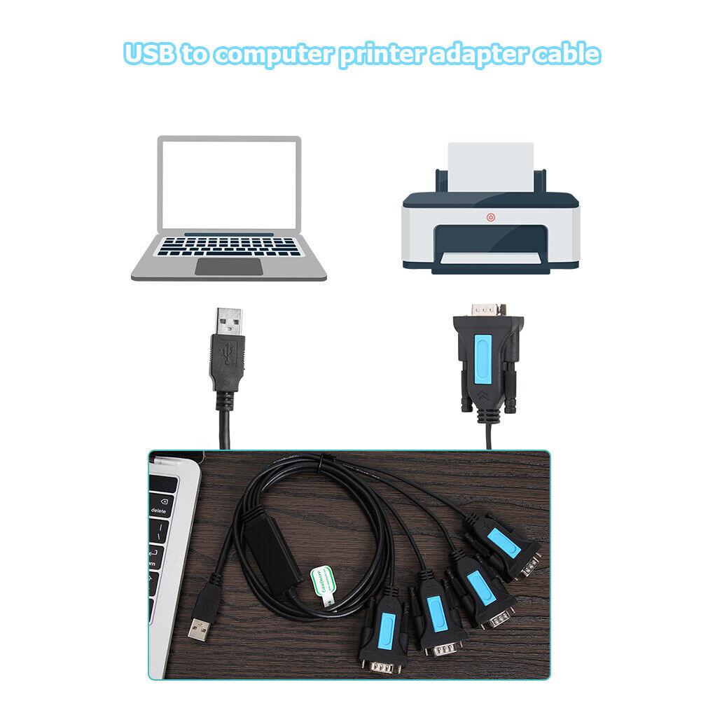 PL2303 Chipset 4 Port USB to RS-232 9-Pin DB9 Serial Cable Male A Adapter
