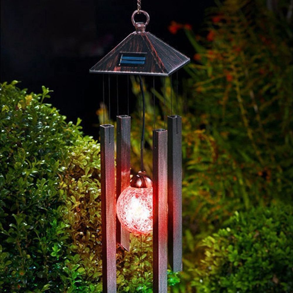 Hanging Ornament Wind Chimes LED Light Pendant Bell Solar Wind Chime Lights