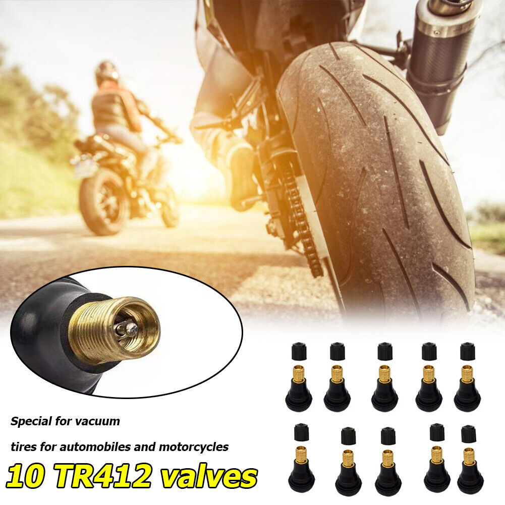 10pcs TR412 Tubeless Tire Valves Snap-in Valve Stems for Car Motorcycle