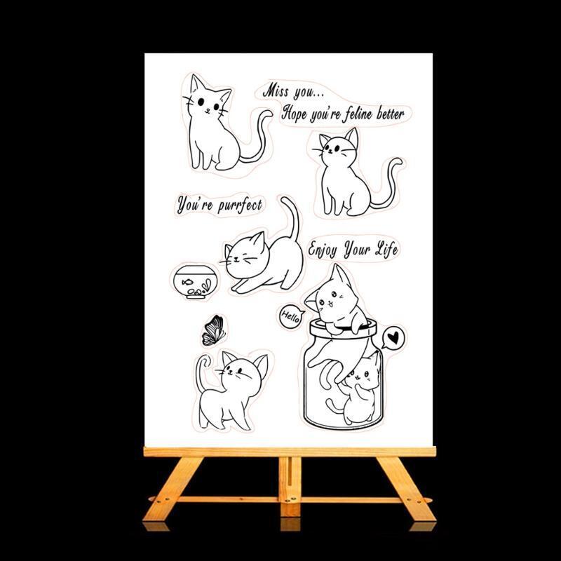 Cute Cat DIY Silicone Clear Stamp Cling Seal Scrapbook Embossing Album Craft