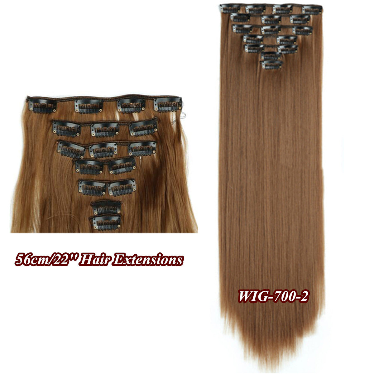 22'' Extensions Natural Hairpieces Straight Synthetic Clip In Hair Extension 1x