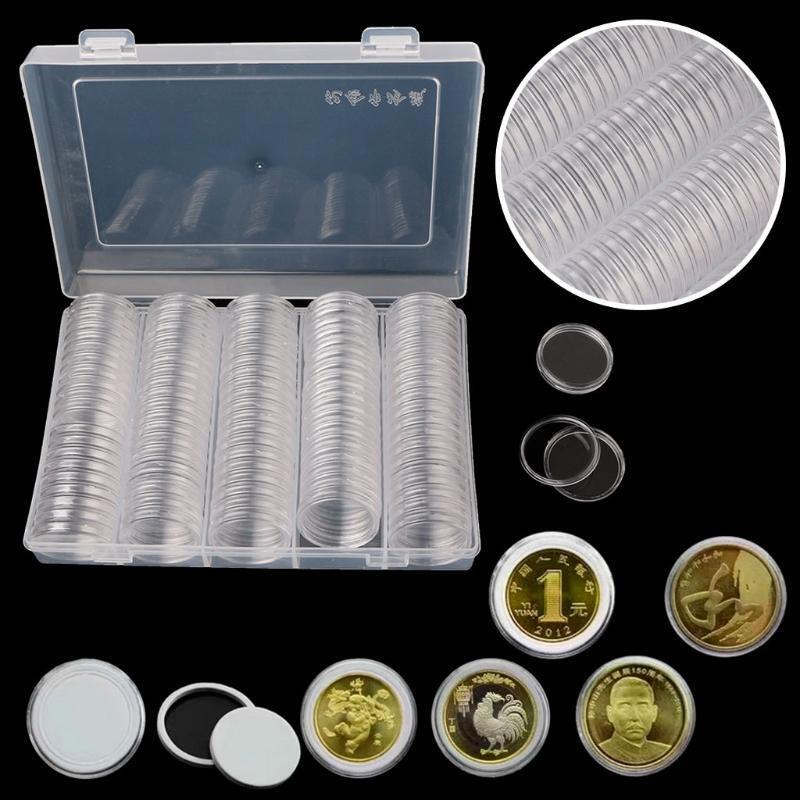 Capsule Coin Storage Box Inner Pad Set Round Container Jewelry Ring Earrings